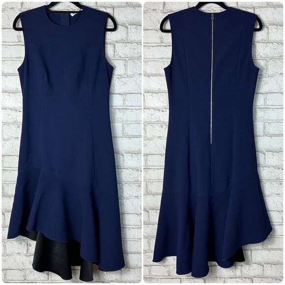Elizabeth and James Dress Dev Flounce Asymmetric Mini Sleeveless Navy Blue S - Picture 3 of 8
